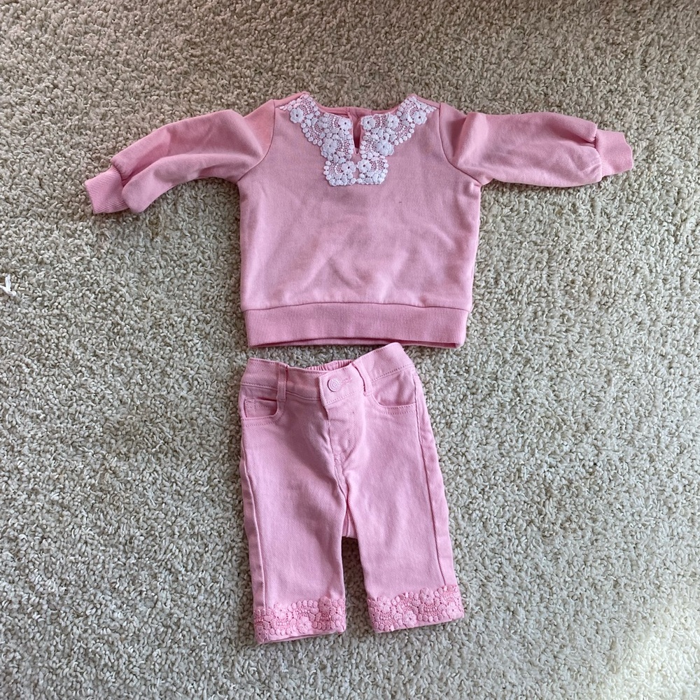 Janie & Jack pink set. Size 6-12 months